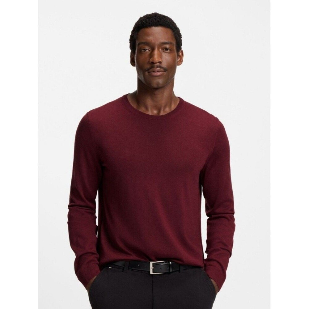 Men's Long-Sleeve Crewneck Shirt in Burgundy